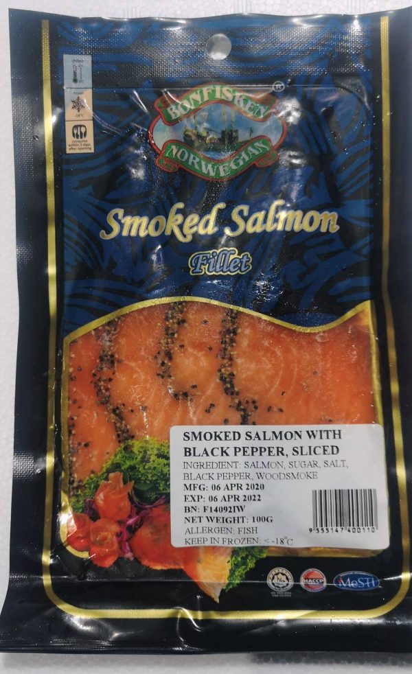 Smoked Salmon with Black Pepper 1080x1768 1 I FRESHEST MARKETING SDN BHD Smoked Salmon 100gm iFresh2u! Online Seafood Delivery From Sekinchan to your Doorstep. We supply complete range of local seafood, meat, chicken, vegetables, fruits and many more.